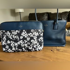 Kate Spade leather tote with matching laptop sleeve